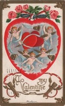 Valentines PostKarte Postcard Vintage German Embossed Divided Back Used - $12.99