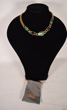 Alexis Bittar Gold Tone Chain Two Tone Turquoise Crystal Statement Necklace New - £148.44 GBP