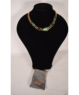 Alexis Bittar Gold Tone Chain Two Tone Turquoise Crystal Statement Neckl... - $252.10 CAD
