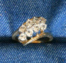 Elegant Prong-set Crystal Rhinestone Gold-tone Ring 1970s vintage size 5 - $12.95