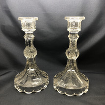 Pair of Antique Clear  Glass Candlesticks Westmorland Specialty Co #240 ... - $78.40