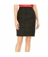 Calvin Klein Womens 6 Black Tweed Straight Cut Pencil Knee Length Skirt ... - $44.09