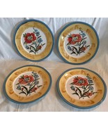 Floral Salad Plates Pier 1 PROVANCE Set of 4 Stoneware NEVER Used Yellow... - $37.99