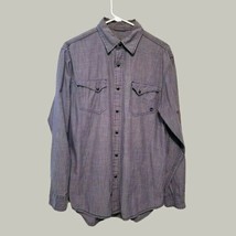 Timberland Shirt Mens Medium Blue Long Sleeve Snap Front - £10.19 GBP