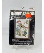 Dimensions Crewel Kit Bunny &amp; Friend Hummingbird 5X7 1989 Wool USA 6157 VTG - $279.74 MXN