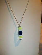 Vintage Retro Blue Yellow Clear Lucite Pendant On Sterling Silver Chain ... - £11.86 GBP