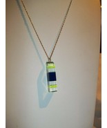 Vintage Retro Blue Yellow Clear Lucite Pendant On Sterling Silver Chain ... - £11.67 GBP