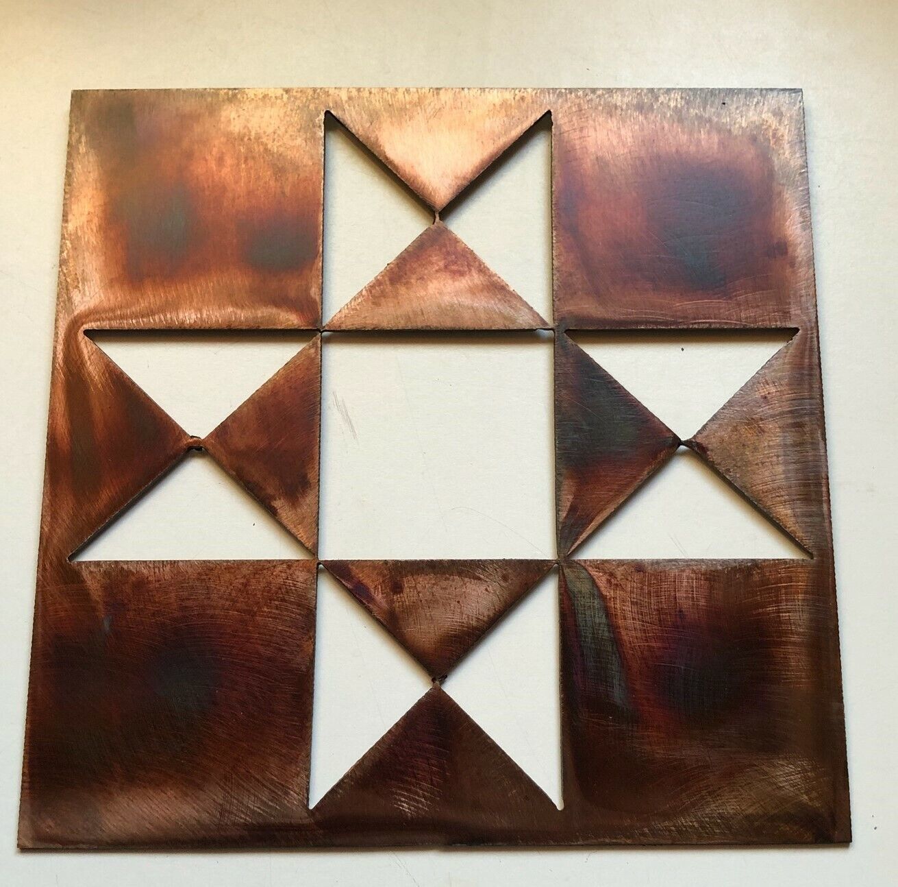 Ohio Star Quilt Square - Metal Wall Art - Copper 9&quot; x 9&quot; - $23.73