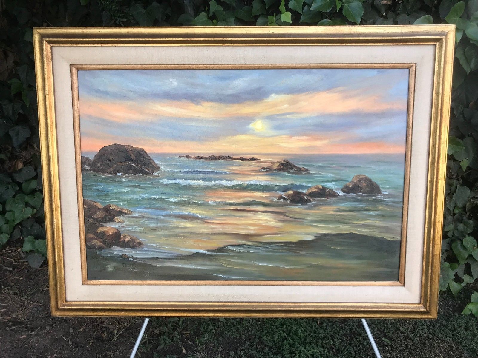 RYSSEL Original 1950s HUGE SEASCAPE MODERN IMPRESSIONIST OIL Canvas Paul Gachet Item image 12