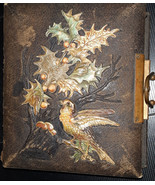 Antique Leather Photo Album Bird on Cover Plus Daguerrotype Photos Ephem... - £23.35 GBP