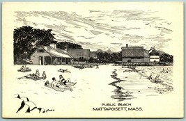 Artist Signed Jarves Public Beach Mattapoisett Massachusetts MA UNP Postcard G2 - £7.96 GBP