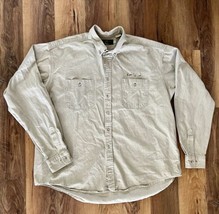 Orvis Men’s Khaki Tan Button Up Heavy  Long Sleeve Shirt Size XXL 100% Cotton - $28.71