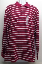 John Ashford Size XL ESSENTIALS Red Wine Striped Long Sleeve New Mens Polo Shirt - £38.76 GBP