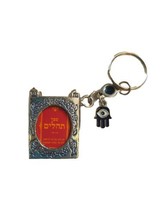 Metal Keychain with Torah Hebrew Prayer Book Hamsa Eye for Blessing  Israel - £31.38 GBP
