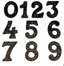 Black Door Numbers Thick Wrought Cast Iron Antique 3&quot;-77mm x 1/4&quot;-6mm House/Home - £1.00 GBP+