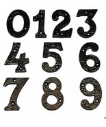 Black Door Numbers Thick Wrought Cast Iron Antique 3&quot;-77mm x 1/4&quot;-6mm Ho... - £0.98 GBP+