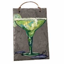 Margarita Glass Hand Painted on Slate Tile Signed 6x4 in - £15.84 GBP