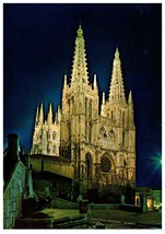 The Cathedral of Saint Mary of Burgos At Night Postcard, Gothic Church in Spain - £6.03 GBP
