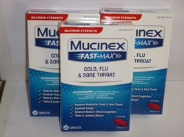 (3 pack) Mucinex Fast Max Cold - Flu - - Sore Throat - 20 caplet Each - ... - £14.71 GBP