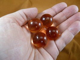 (L-61) Four 21mm vintage MARBLES clean amber color with red swirl sphere... - $14.01