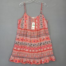 One Clothing Women Sundress Size L Red Mini Boho Floral Lightweight Strappy Chic - £15.80 GBP