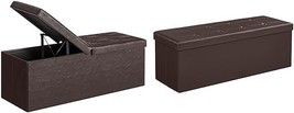 43 Inches Folding Storage Ottoman Bench With Flipping Lid, Storage Chest Footres - £168.48 GBP