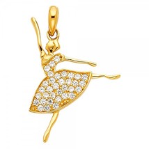 14K Yellow Gold Ballerina Pendant with CZ&#39;s - £142.72 GBP