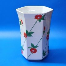 Vintage Toscany Collection 9½” Flared Hand Painted Japanese Floral Hexagon Vase - £32.04 GBP