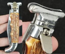 vintage MYSTERY pocket knife faux stag stainless steel locking folding J... - $59.99