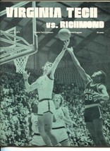 Virginia Tech vs Richmond NCAA Basketball Game Program 2/8/1975-VA Tech Colis... - £54.44 GBP