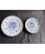 2 x Antique Chinese Blue &amp; White Dragon tranlucent Porcelain Plate  - £117.16 GBP