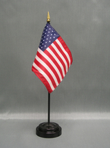 United States of America USA Mini 4&quot;x6&quot; Desk Stick Flag, W Black Plastic... - $8.99