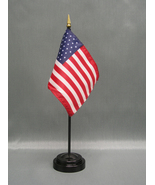 United States of America USA Mini 4&quot;x6&quot; Desk Stick Flag, W Black Plastic... - £7.04 GBP