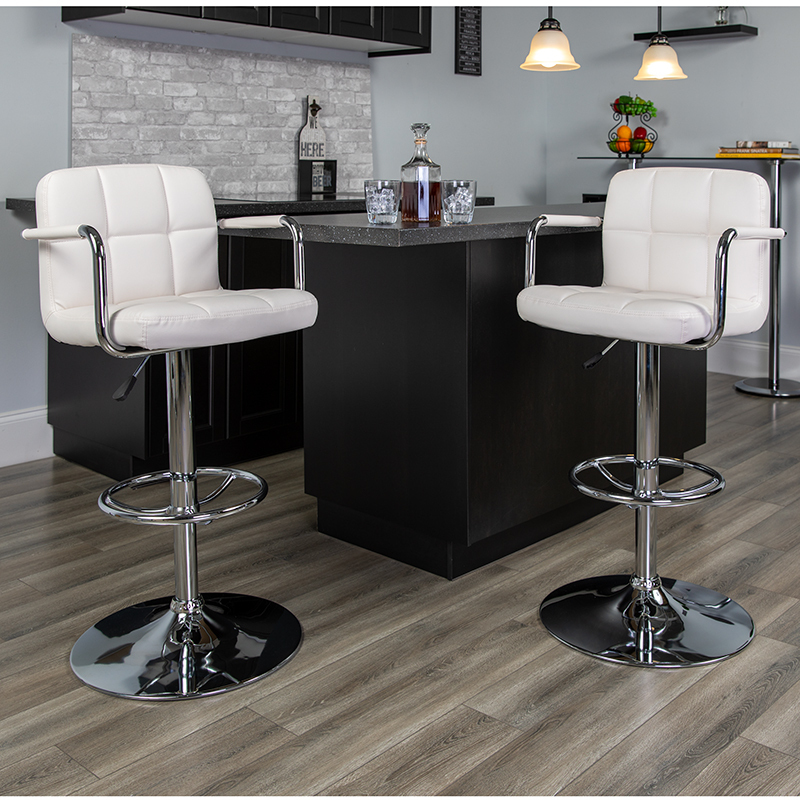 White Quilted Vinyl Barstool CH-102029-WH-GG