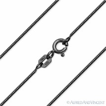 0.7mm Diamond-Cut Link Snake Chain Necklace .925 Sterling Silver &amp; Black Rhodium - £15.56 GBP+