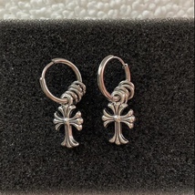 Titanium Steel Cross Dangle Drop Earrings for Men Women - £9.47 GBP