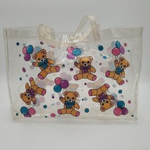 Vintage 80&#39;s Stravina Clear Plastic Tote Bag Bears Balloons 1984 Retro Cool - $540.84 MXN