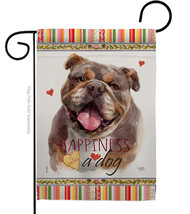 Chocolate Bulldog Happiness - Impressions Decorative Garden Flag G160244-BO - £15.96 GBP