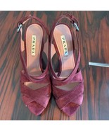 EUC PRADA Plum Suede Platform High Heel Sandals Size 6.5 Made in Italy - £184.95 GBP