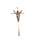 Vintage Brass Crucifix Wall Cross Raised Jesus Catholic Religious Decor 90s - $421.37 MXN