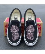 Purple Flower Skull Slip On Vans - Men's And Women's Shoes - $169.00