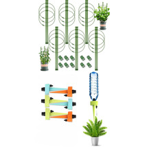 Plant care kit 6 18&quot; tomato plant support cages w/ 6 self watering drip spikes - £20.88 GBP