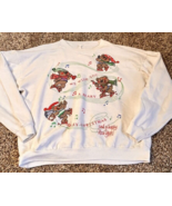 Vintage Avon 1990 White Christmas Bears Singing Long Sleeve Sweatshirt W... - £18.06 GBP