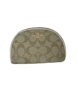 Coach Dome Cosmetic Case Signature Khaki Cream leather pouch CA825 - $64.35