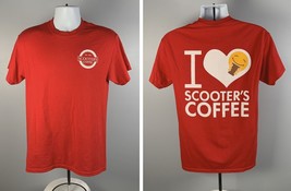 I Love Scooters Coffee T Shirt Mens Medium Heart Smiley Face Logo 50/50 Red - $21.73