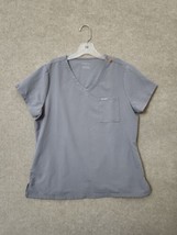 Jaanuu 3 Pocket V-Neck Scrub Top Womens Large Gray Nurse Medical - $19.67