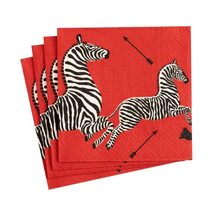 Caspari Zebras Paper Guest Towel Napkins in Red - Two Packs of 15 - £8.34 GBP+