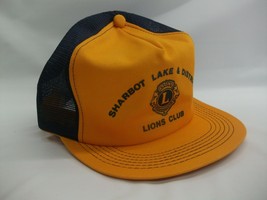 Sharbot Lake Lions Club Hat VTG K Brand Blue Yellow Snapback Trucker Cap - £16.05 GBP