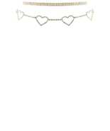 Rhinestone 5 Heart Choker Necklace - £15.18 GBP