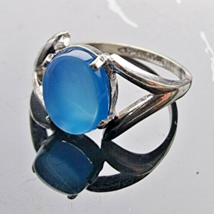 925 Sterling Silver Blue Chalcedony Ring Size 7.25 - £26.65 GBP